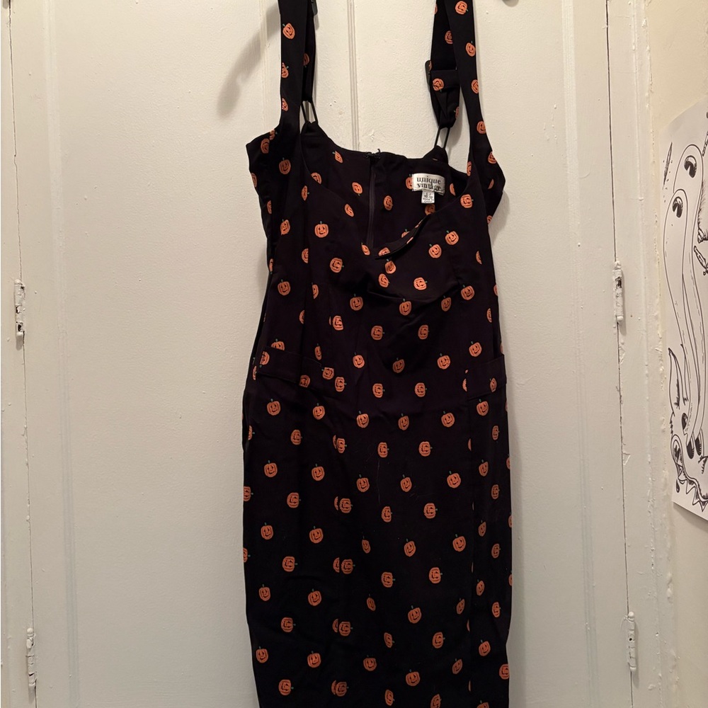 Unique Vintage Pumpkin suspender pencil skirt in Large